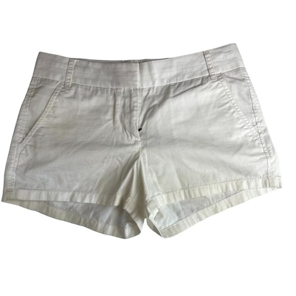 J. Crew Women Chino Shorts Broken-in Low Rise Flat Front 100% Cotton White SZ 2 - Picture 1 of 8